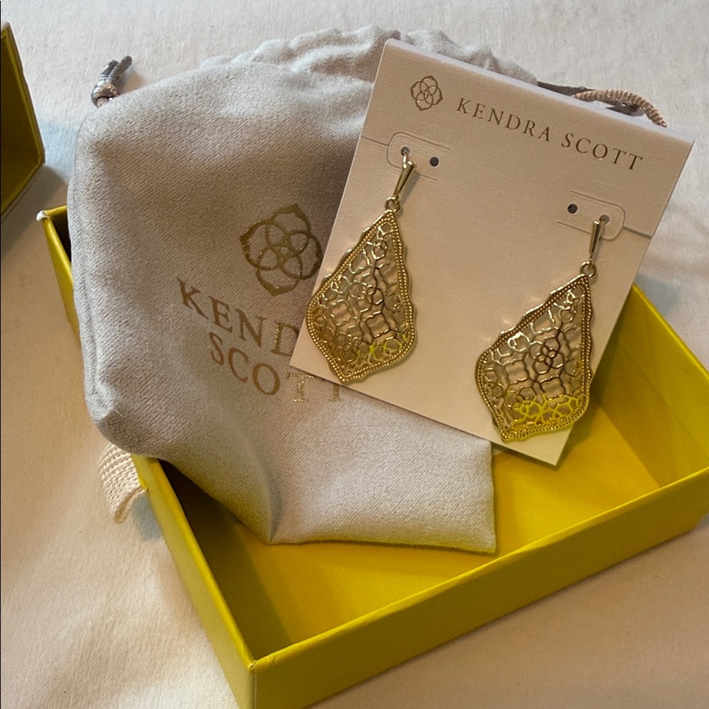 Kendra Scott Gold Filigree Drop Earrings R14A - Picture 3 of 11